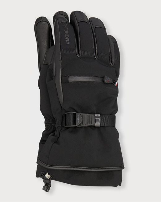 3 MONCLER GRENOBLE Padded Nylon/leather Gloves in Black for Men | Lyst
