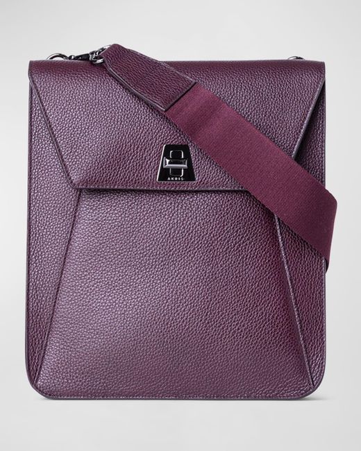 Akris Purple Anouk Medium Flap Leather Messenger Bag