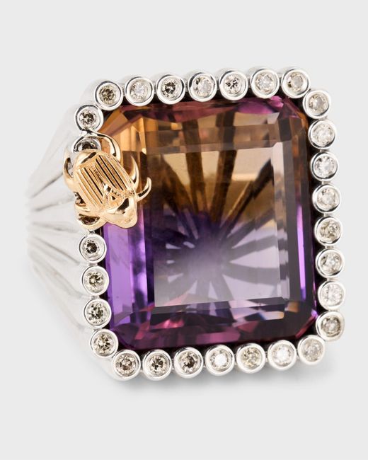 Stephen Dweck Purple Ametrine And Champagne Diamond Statement Ring