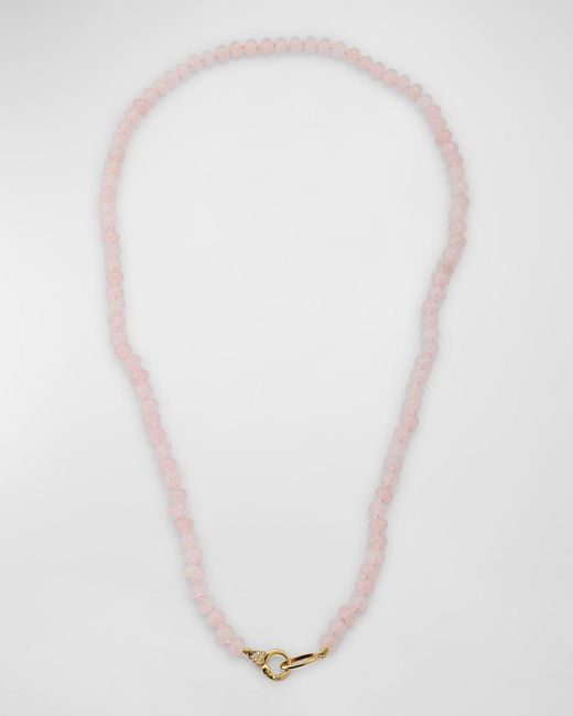 Sorellina White 18K 6Mm Rondelle Necklace With Small Diamond Clasp, 22"L
