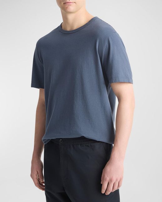Vince Blue Garment-Dyed Crewneck T-Shirt for men