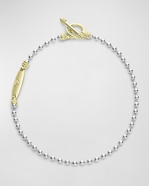 Lagos White Two-tone Beaded Toggle Bracelet In 18k Gold And Sterling Silver