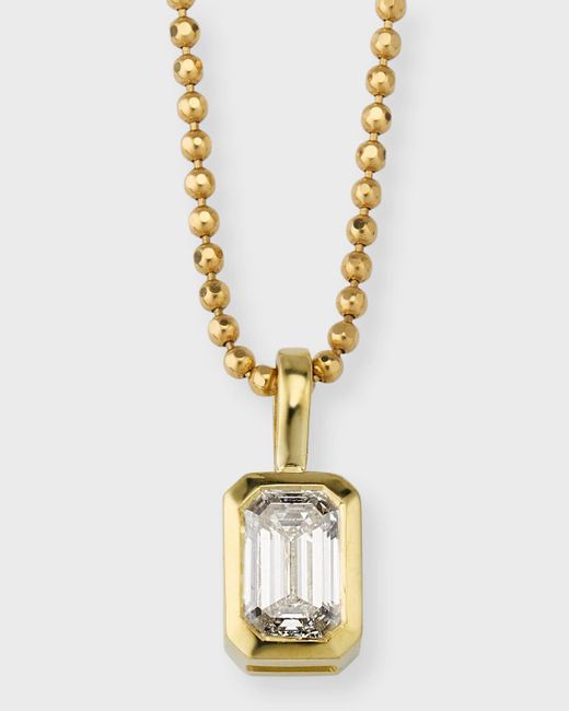 Anita Ko Metallic 18k Yellow Gold Bezel Emerald Cut Diamond Pendant Necklace