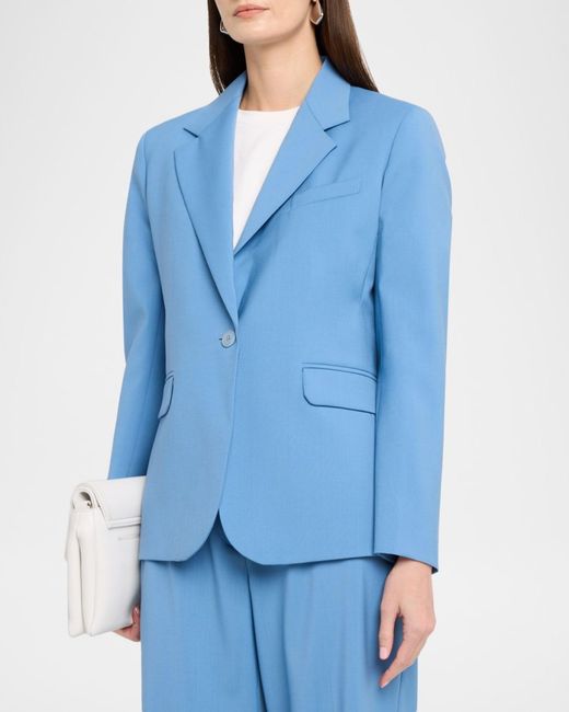Weekend by Maxmara Blue Single-Button Stretch Wool Jacket