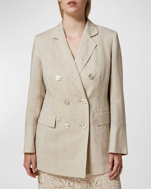 Marina Rinaldi Natural Plus Size Louvre Double-Breasted Linen Jacket
