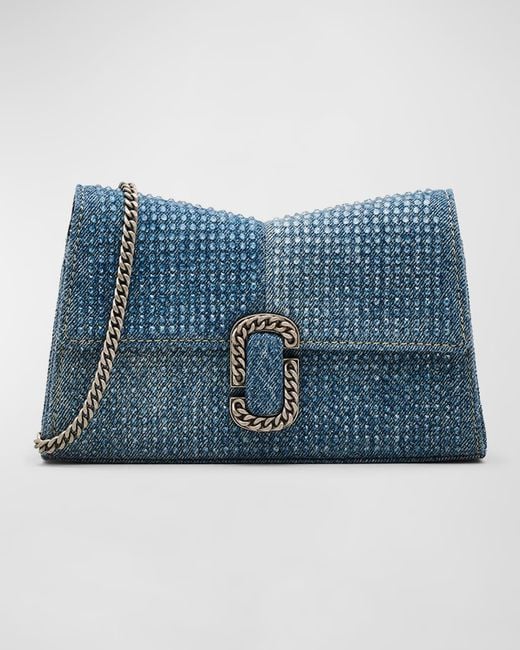 Marc Jacobs Blue The Crystal Denim St. Marc Chain Wallet