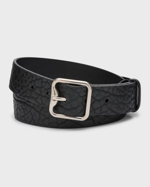 Burberry Black Leather B-Buckle Belt for men