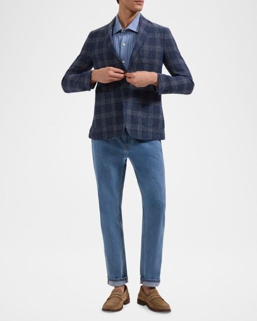 Bugatchi Blue Apos;S Windowpane Two-Button Blazer for men