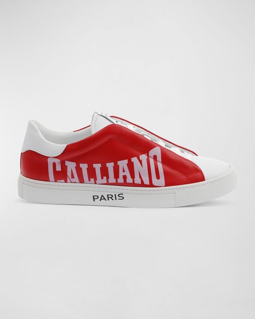 John Galliano Red Typographic Logo Hidden-Lace Low-Top Sneakers for men