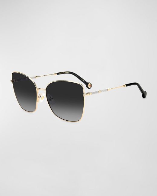 Carolina Herrera Black Her0133s Glittery Metal Butterfly Sunglasses