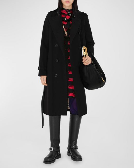 Burberry Black Kensington Organic Belted Double-Breasted Trench Coat