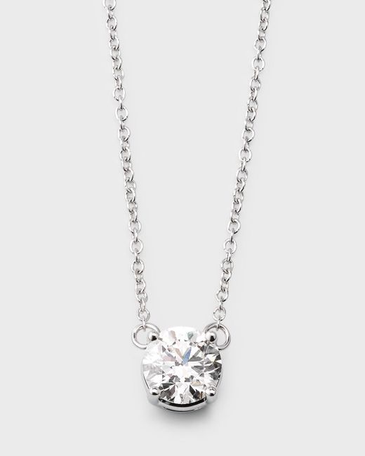 Neiman Marcus White Lab Gown Diamond 18K Round Pendant Necklace, 2.0Tcw