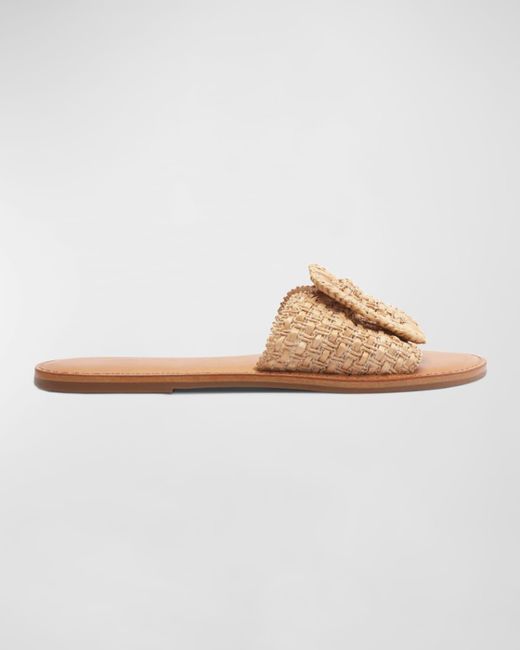 SCHUTZ SHOES Natural Cinna Woven Buckle Flat Slide Sandals