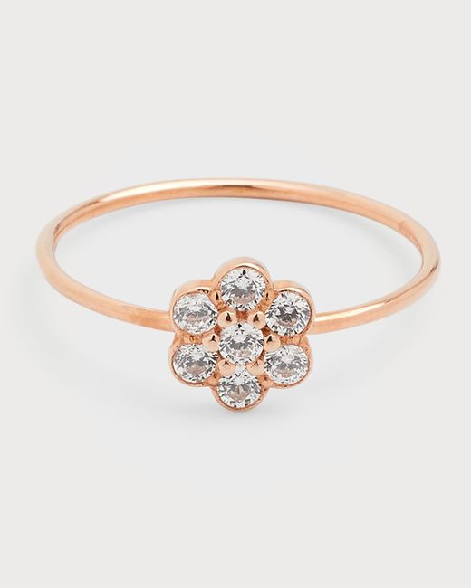 Ginette NY White Be Mine Lotus Diamond Ring In 18k Rose Gold