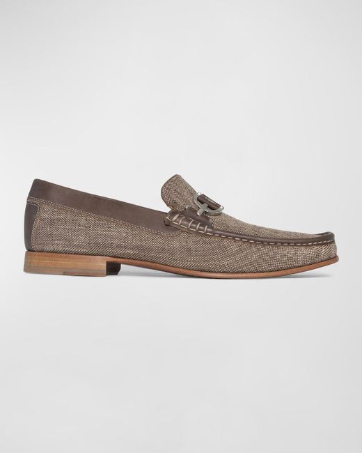 Donald J Pliner Brown Dacio Woven Leather Bit Loafers for men