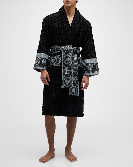 Versace Black Barocco Sleeve Robe for men