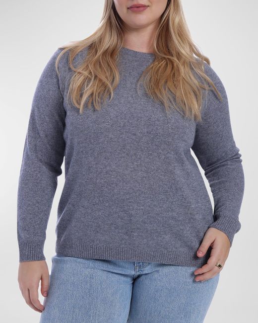 Minnie Rose Blue Plus Size Cashmere Crewneck Sweater