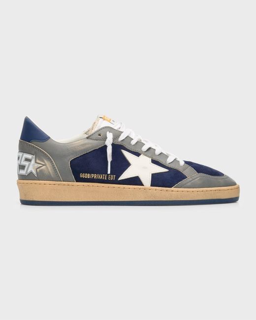 Golden Goose Deluxe Brand Blue Ball Star Distressed Leather Low-Top Sneakers for men
