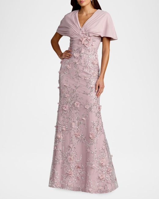 Mac Duggal Pink 3D Mini Rosette Column Gown