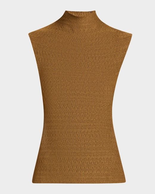 A.L.C. Brown Jada Mock-Neck Top