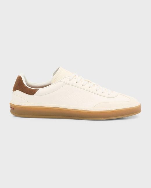 Loro Piana White Tennis Walk Leather Low-Top Sneakers for men