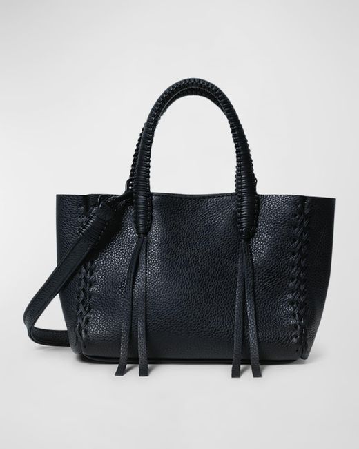 Callista Black Micro Grained Leather Tote Bag