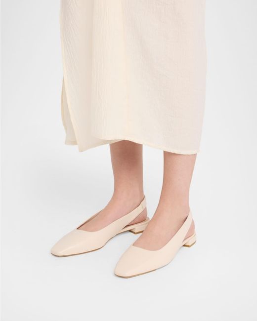 Stuart Weitzman White Stassi Leather Slingback Flats