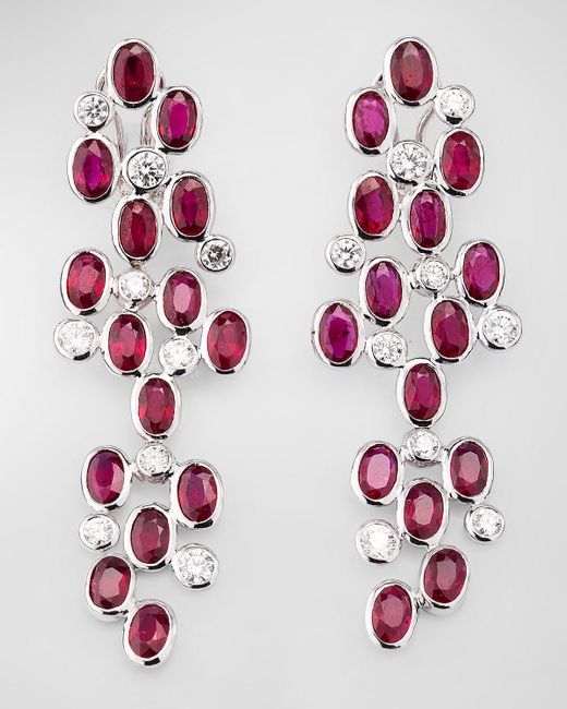 Alexander Laut Pink 18K Ruby And Diamond Statement Earrings