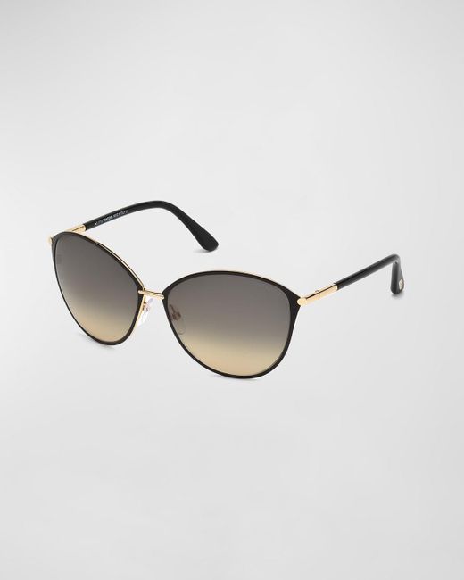 Tom Ford Brown Penelope Metal Butterfly Sunglasses