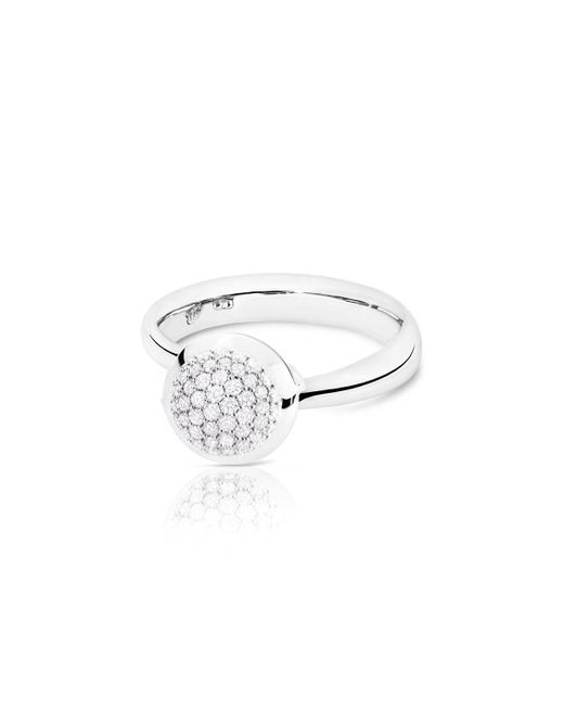 Tamara Comolli Bouton 18k White Gold Pave Diamond Ring, Size 7