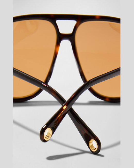 Gucci Natural GG-Logo Aviator Acetate Sunglasses for men