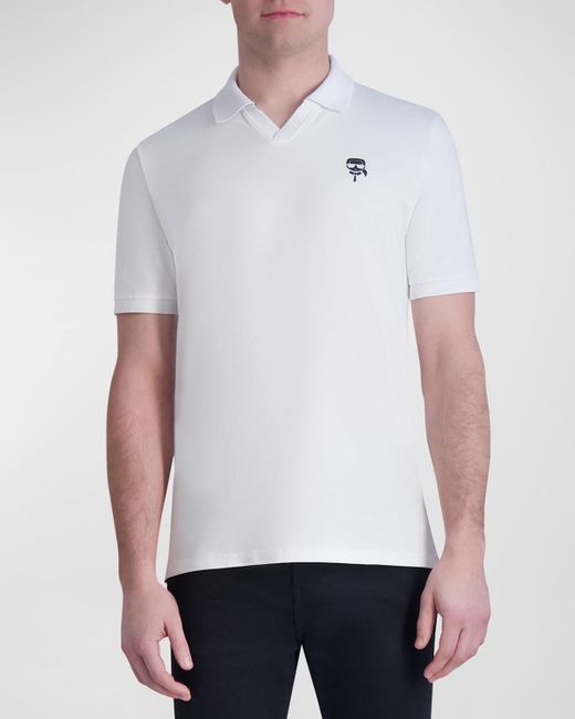 Karl Lagerfeld White Johnny Collar Polo Shirt for men