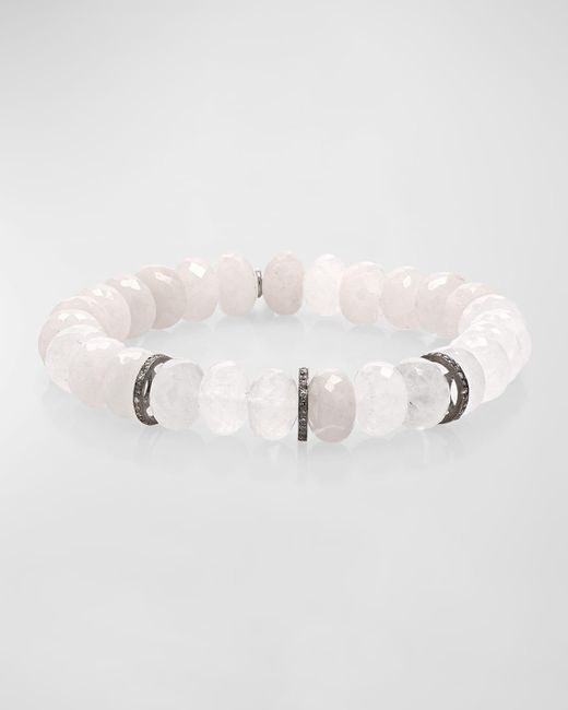 Sheryl Lowe Natural Crystal Bead Bracelet With 3 Diamond Rondelles