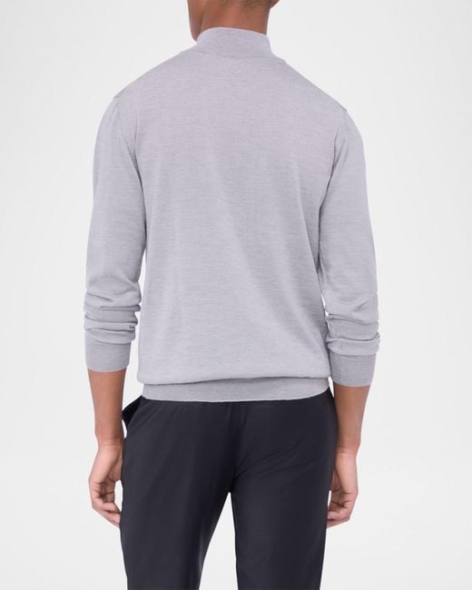 Bugatchi Gray Apos;S Wool Quarter-Zip Sweater for men