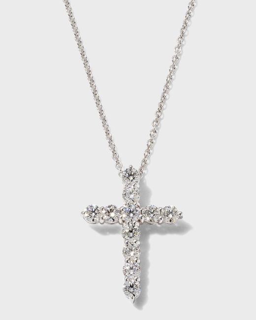 Roberto Coin White 18K Diamond Cross Pendant Necklace, 25X20Mm