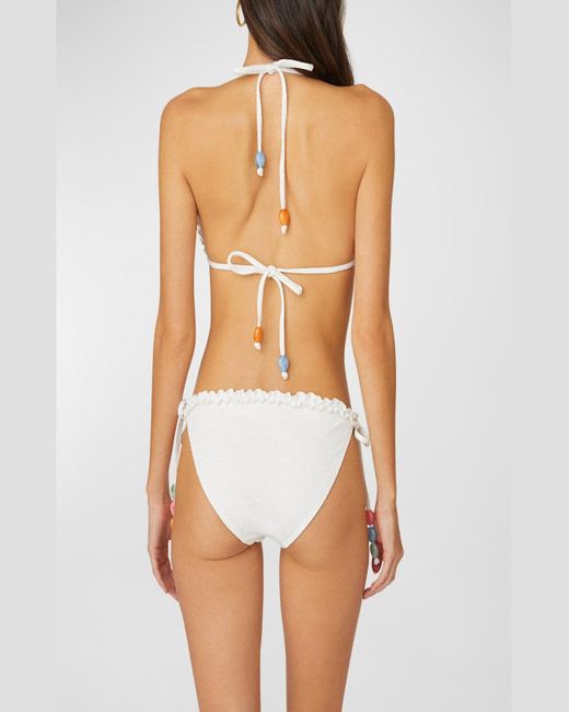 Shoshanna White Ruffle Triangle Bikini Top
