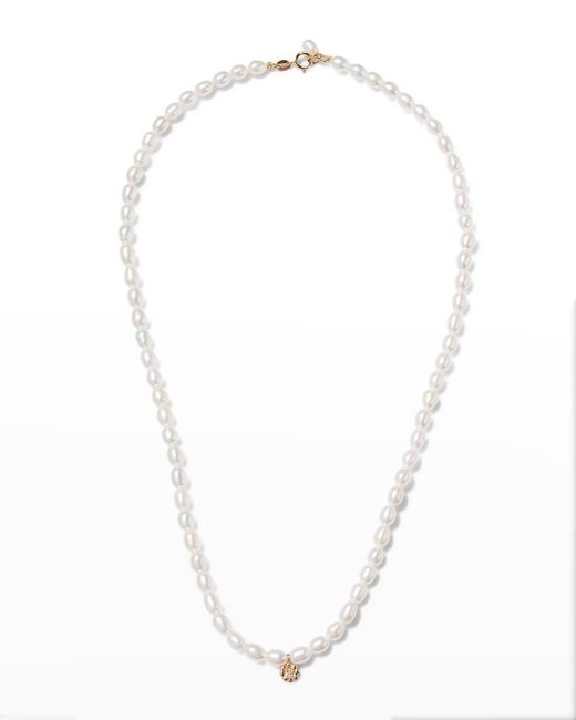 POPPY FINCH Pearl-strand Diamond Flower Pendant Necklace in White | Lyst