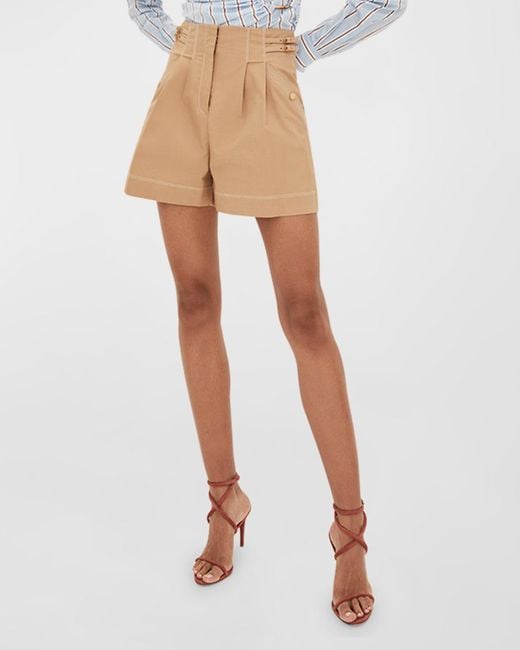 Veronica Beard Jaffe High Rise Pleated Shorts in Blue Lyst