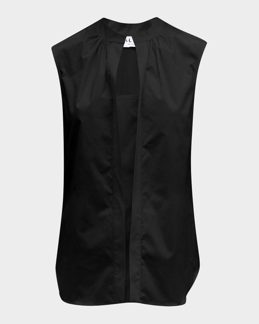 Callas Milano Black Olympia Sleeveless Cotton Poplin Blouse