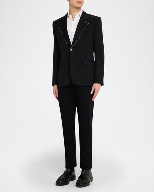 Givenchy Black Fitted Wool Raw-Edge Two-Button Blazer for men