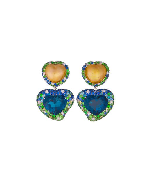 Margot McKinney Jewelry Blue Hearts Desire South Sea Pearl & Topaz Detachable Drop Earrings