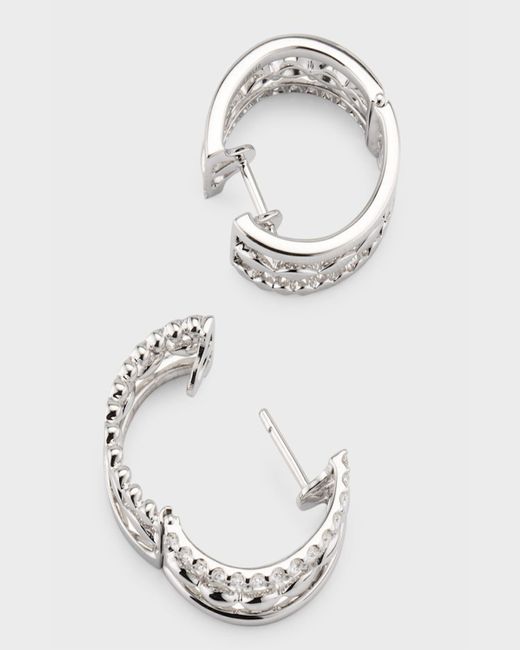 Etho Maria Metallic 18k White Gold Huggie Earrings With Diamonds