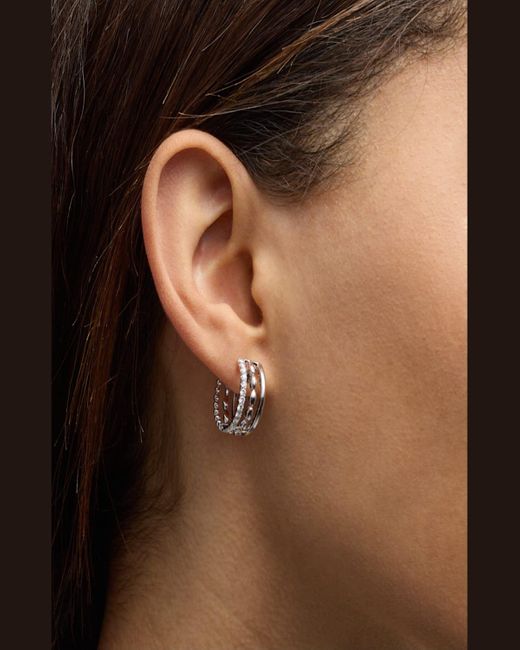 Etho Maria Metallic 18k White Gold Huggie Earrings With Diamonds