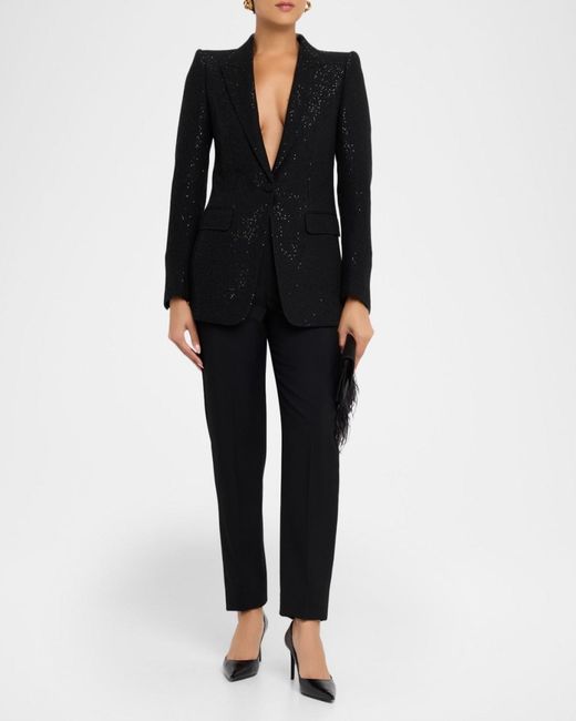 Tom Ford Black Sequined Single-Breasted Blazer Jacket