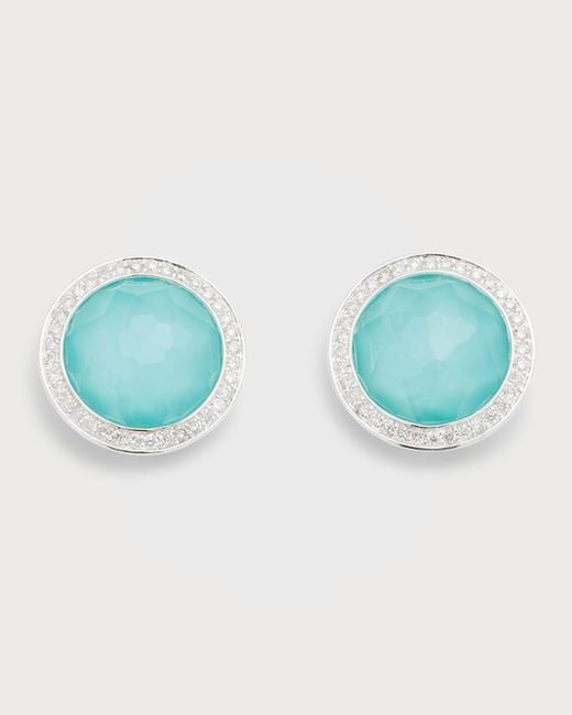 Ippolita Blue Small Stud Earrings In Sterling Silver With Diamonds