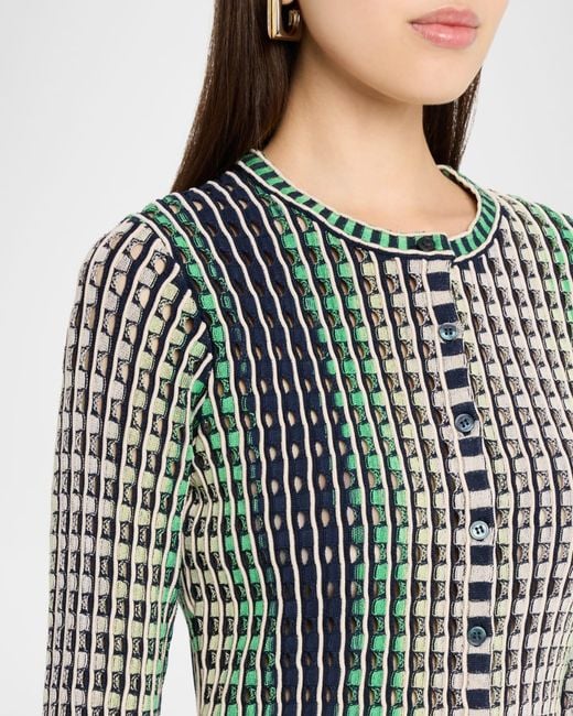 Jonathan Simkhai Green Mabel Openwork Cardigan