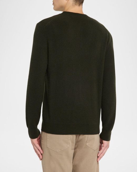 Neiman Marcus Black Apos;S Cashmere Rib Two-Button Crewneck Sweater for men