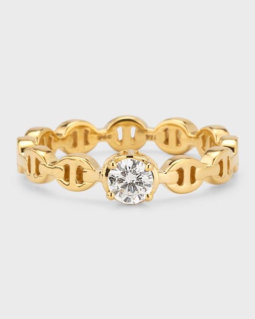 Hoorsenbuhs Metallic 18k Yellow Gold Micro Tri-link Ring With Diamond, Size 6