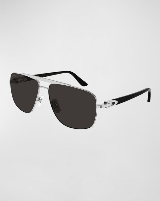 Cartier Black C-Logo Aviator Sunglasses for men