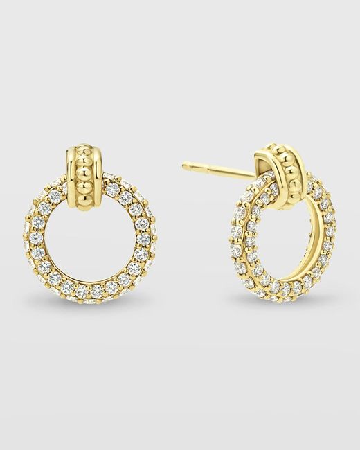 Lagos Metallic 18k Caviar Gold Diamond 10mm Circle Drop Earrings